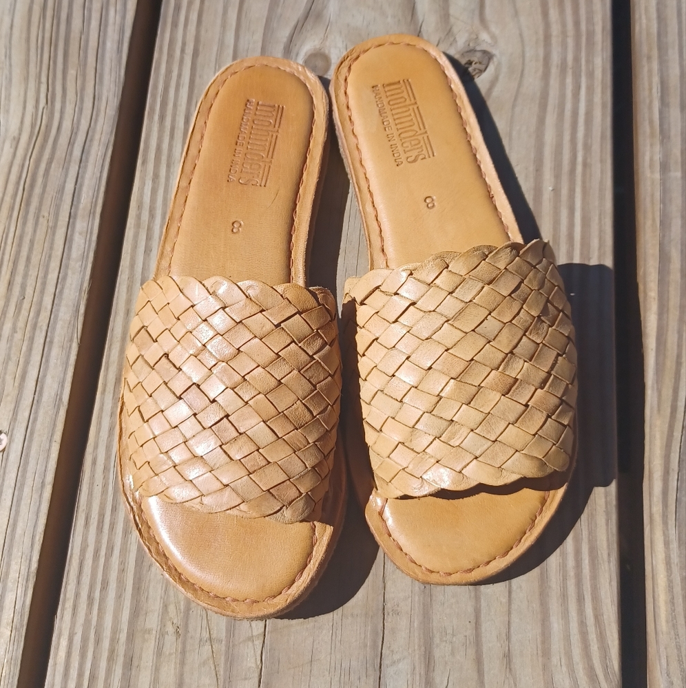 Handmade In India Woven Leather Mohinders Slide Sandals Womens 7